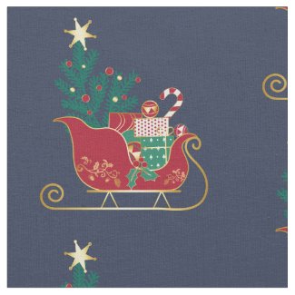 Christmas Sleigh Cute Graphic Modern Patterned Fabric