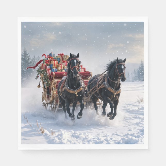 Christmas Sleigh Filled With Gifts Napkins (Front)