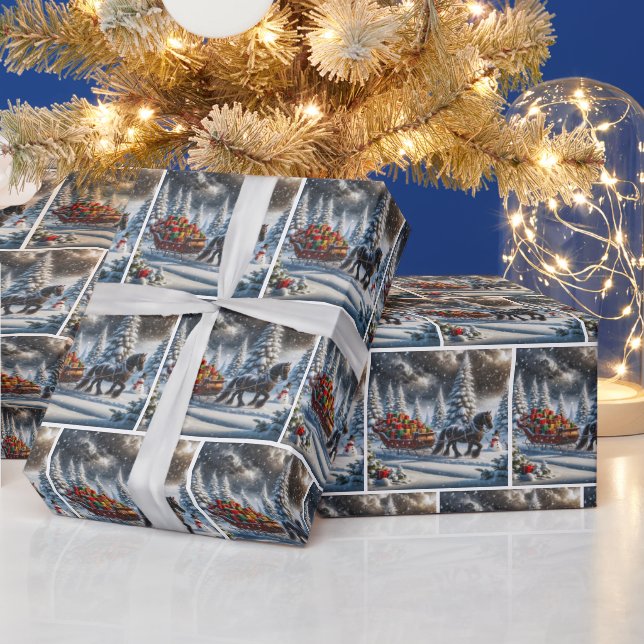 Christmas Sleigh Filled With Gifts Wrapping Paper (Holidays)