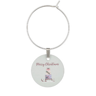 Christmas sleigh full of gifts wine charm