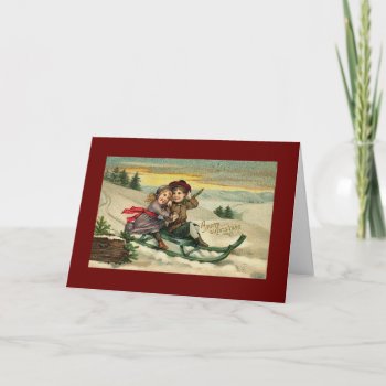 Christmas Sleigh Holiday Card by vintagecreations at Zazzle