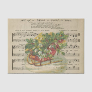Christmas Sleigh Music Sheet Stained Decoupage