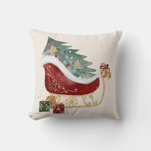 Christmas Sleigh Nutcracker Throw Pillow