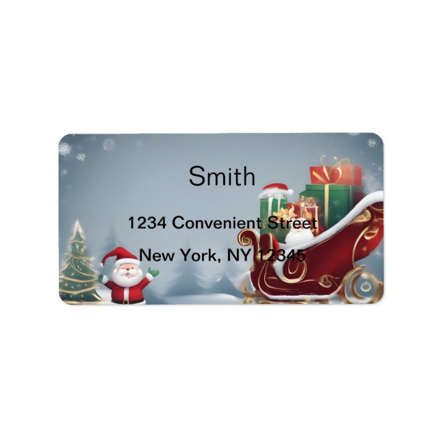 Christmas Sleigh Return Address Label (Front)