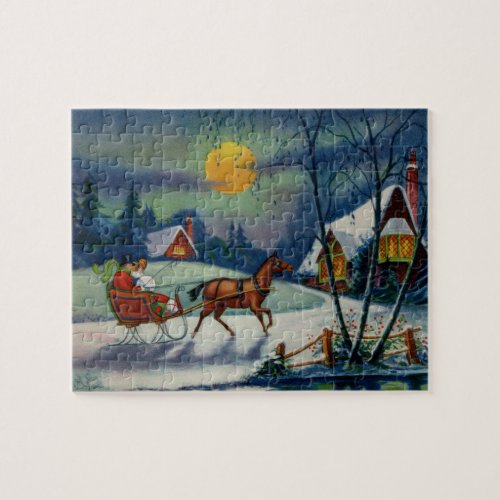 Christmas Sleigh Ride Holiday Carolers Victorian Jigsaw Puzzle