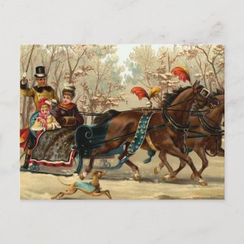 Christmas Sleigh Ride Holiday Postcard by ChristmasVintage at Zazzle