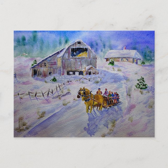 Christmas Sleigh Ride Postcard (Front)
