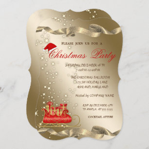 Christmas Sleigh,Santa Hat,Corporate Christmas Invitation