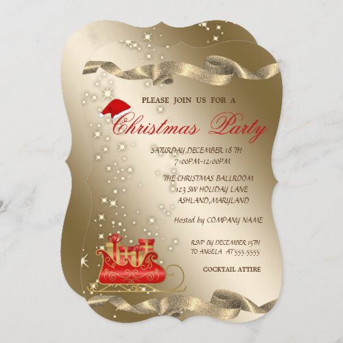 Christmas SleighSanta HatCorporate Christmas Invitation