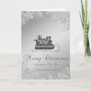 Christmas Sleigh Tree Branches,Silver ,Corporate Holiday Card