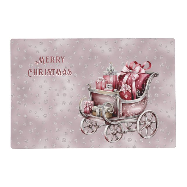 Christmas Sleigh With Gifts Holiday Paper Placemat (Front)