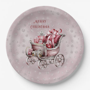 Christmas Sleigh With Gifts Holiday Paper Plate