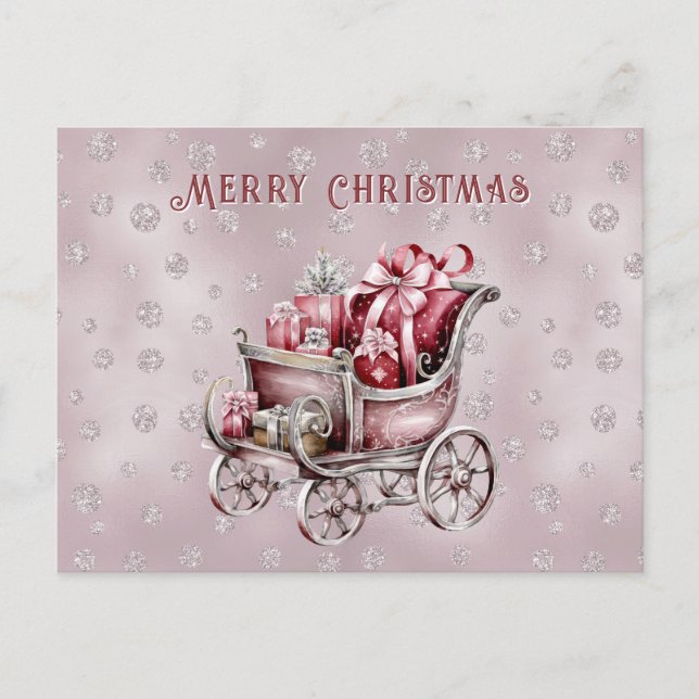 Christmas Sleigh With Gifts Holiday Postcard (Front)
