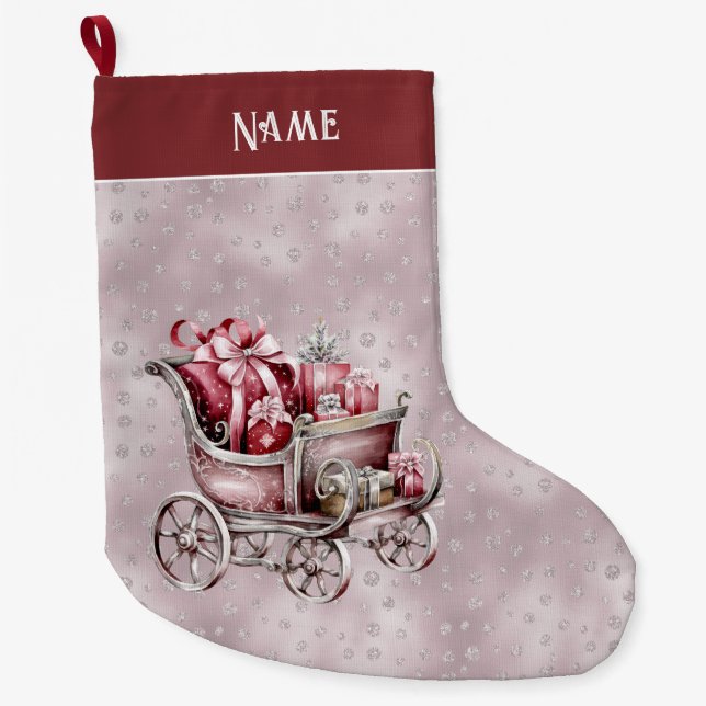 Christmas Sleigh With Gifts Holiday Stocking (Front)