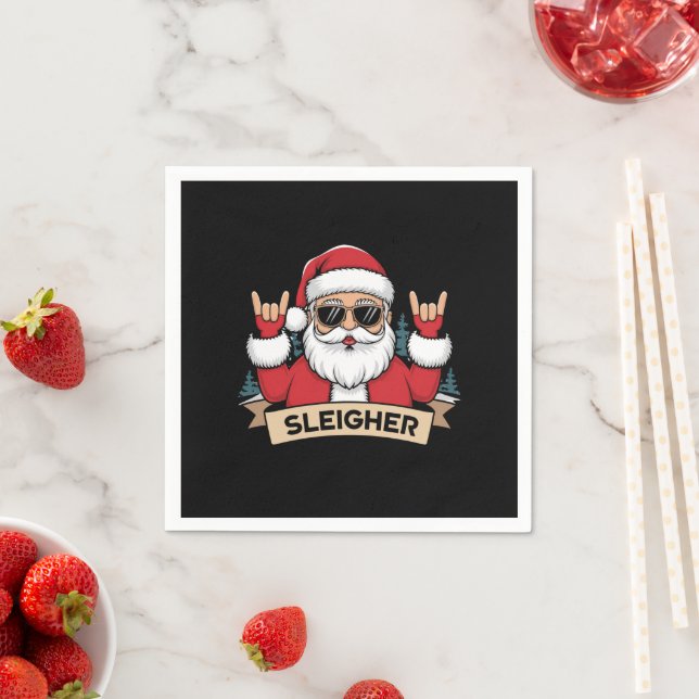 Christmas Sleigher Santa Rock Xmas Rocker  Napkins (Insitu)
