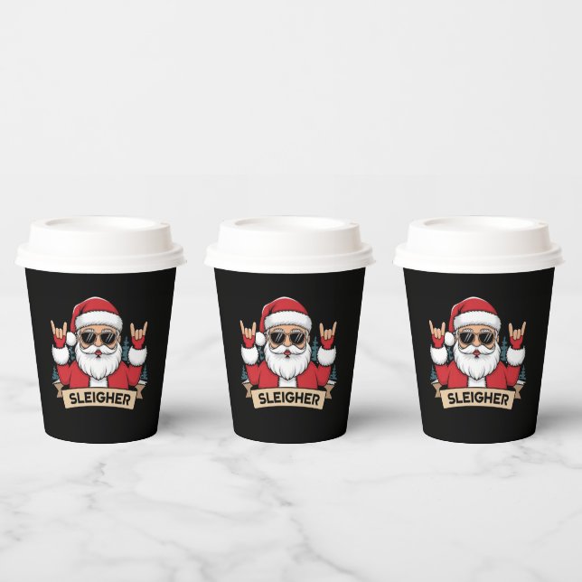 Christmas Sleigher Santa Rock Xmas Rocker  Paper Cups (Multi)
