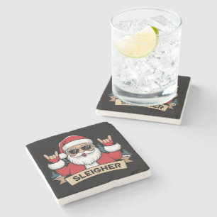 Christmas Sleigher Santa Rock Xmas Rocker Stone Coaster