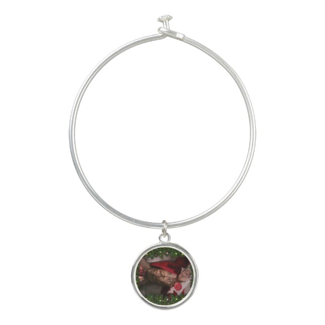Christmas SlipperyJoe candy canes male chest Santa Bangle Bracelet (Front)