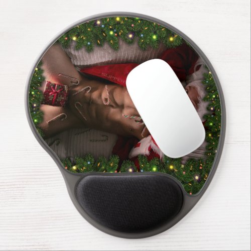 Christmas SlipperyJoe candy canes male chest Santa Gel Mouse Pad