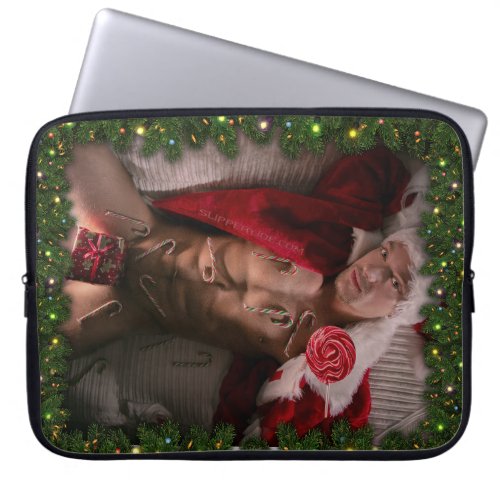 Christmas SlipperyJoe candy canes male chest Santa Laptop Sleeve