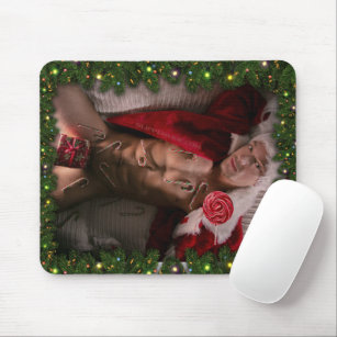 Christmas SlipperyJoe candy canes male chest Santa Mouse Pad