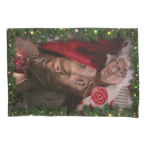 Christmas SlipperyJoe candy canes male chest Santa Pillow Case