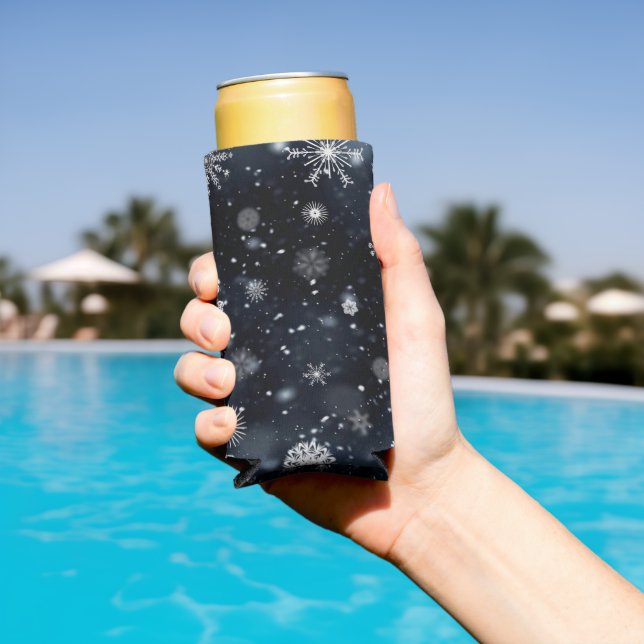 Christmas SlipperyJoe falling various shapes sizes Seltzer Can Cooler (In Situ Pool)