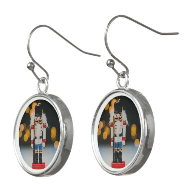 Christmas SlipperyJoe nutcracker figurine ornament Earrings (Angled)