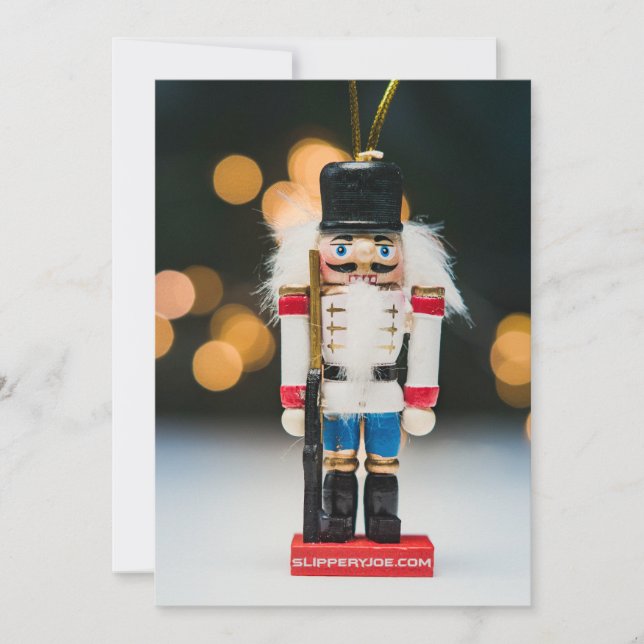 Christmas SlipperyJoe nutcracker figurine ornament Holiday Card (Front)