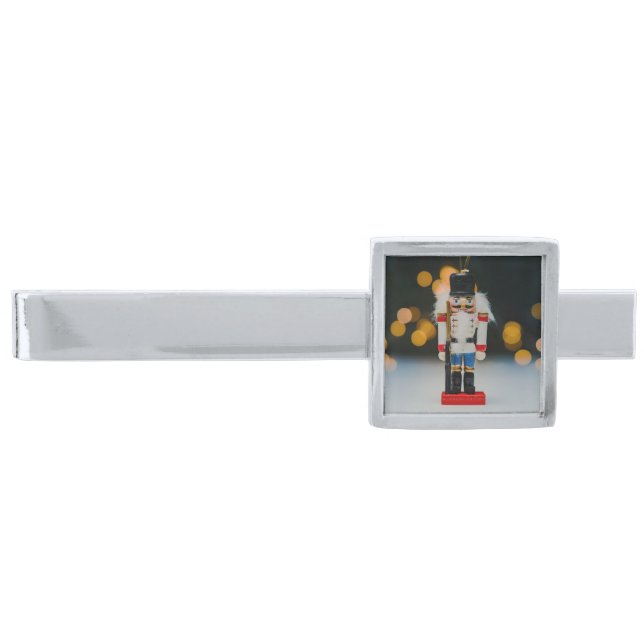Christmas SlipperyJoe nutcracker figurine ornament Silver Finish Tie Bar (Front)