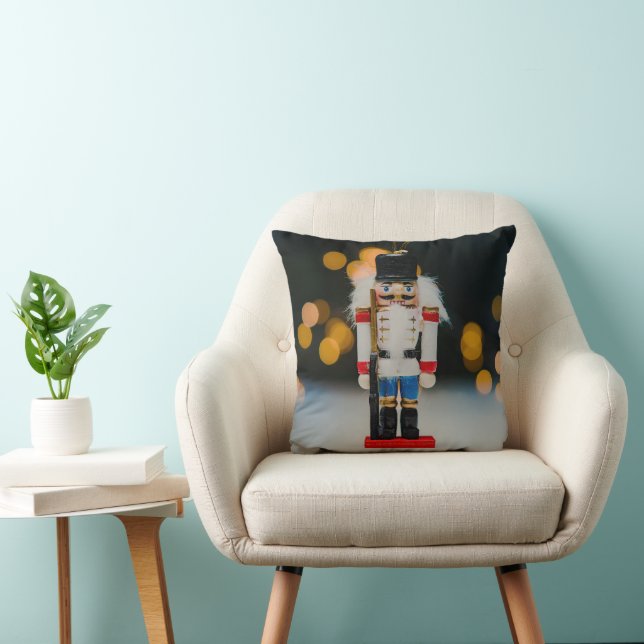 Christmas SlipperyJoe nutcracker figurine ornament Throw Pillow (Chair)