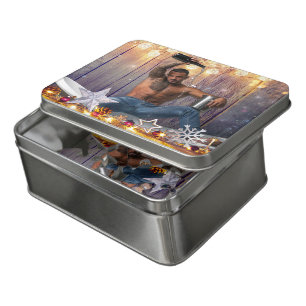 Christmas SlipperyJoe silver gold stars lights wet Jigsaw Puzzle