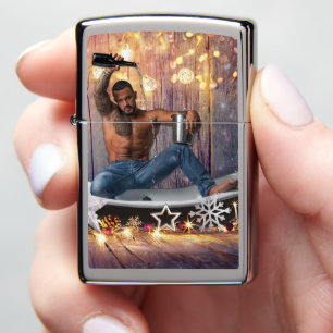 Christmas SlipperyJoe silver gold stars lights wet Zippo Lighter