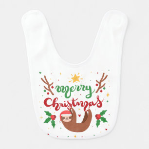 Christmas Sloth Baby Bib
