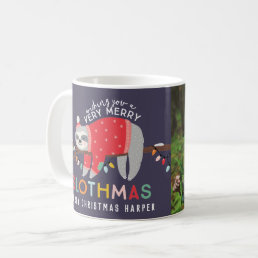 Christmas sloth bright colorful fun kids holiday coffee mug