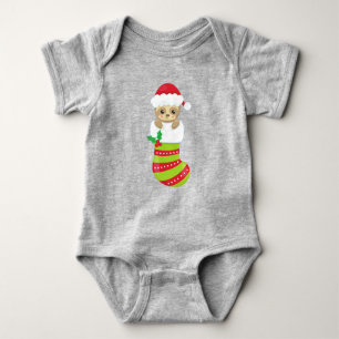 Christmas Sloth, Christmas Stocking, Santa Hat Baby Bodysuit