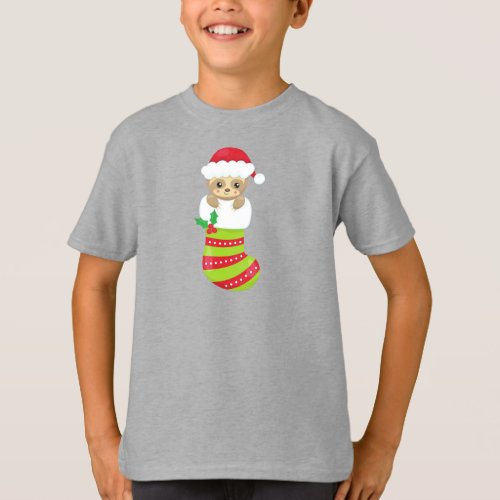 Christmas Sloth Christmas Stocking Santa Hat T_Shirt