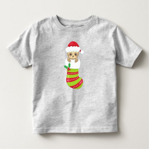 Christmas Sloth Christmas Stocking Santa Hat Toddler T_shirt