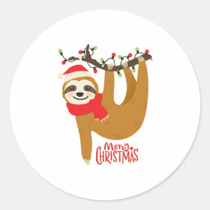 Christmas Sloth Classic Round Sticker