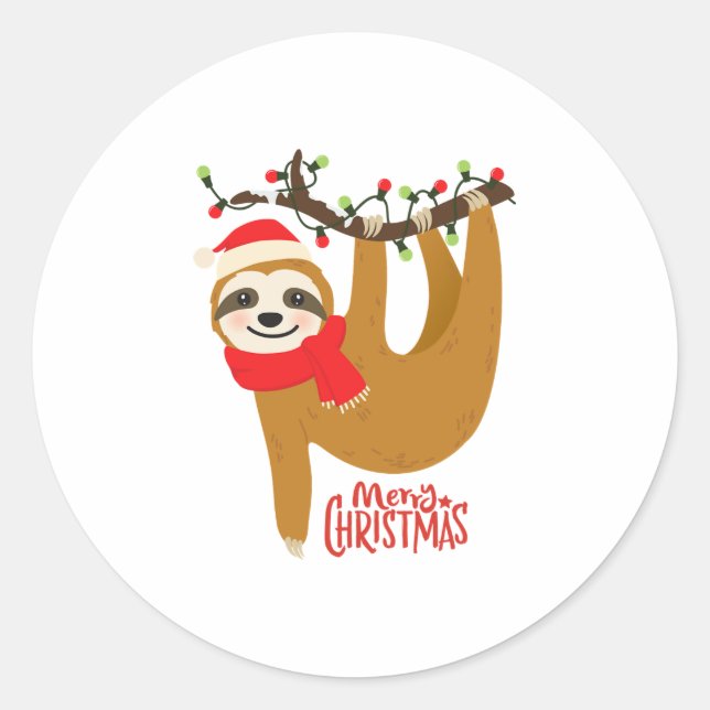 Christmas Sloth  Classic Round Sticker (Front)