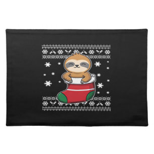 Christmas Sloth Classic T-Shirt Cloth Placemat