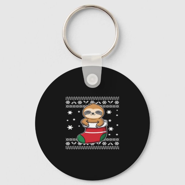 Christmas Sloth Classic T-Shirt Keychain (Front)