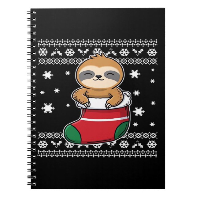 Christmas Sloth Classic T-Shirt Notebook (Front)