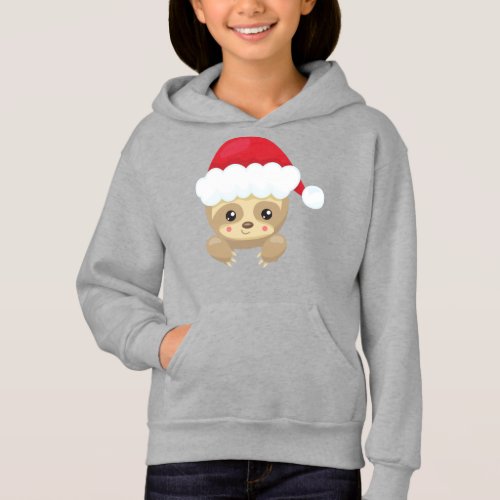Christmas Sloth Cute Sloth Santa Hat Xmas Hoodie