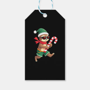 Christmas Sloth Elf Peppermint Candy Cane Shirt Gi Gift Tags
