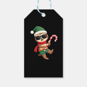 Christmas Sloth Elf Peppermint Candy Cane Shirt Gi Gift Tags