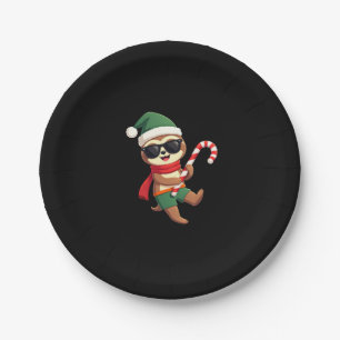 Christmas Sloth Elf Peppermint Candy Cane Shirt Gi Paper Plates