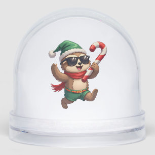 Christmas Sloth Elf Peppermint Candy Cane Shirt Gi Snow Globe