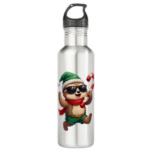 Christmas Sloth Elf Peppermint Candy Cane Shirt Gi Stainless Steel Water Bottle