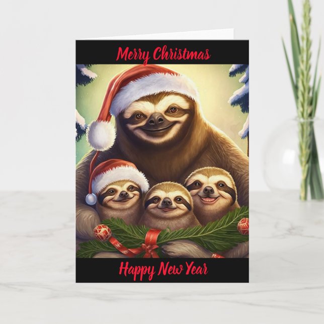 Christmas Sloth Family Card (Front)